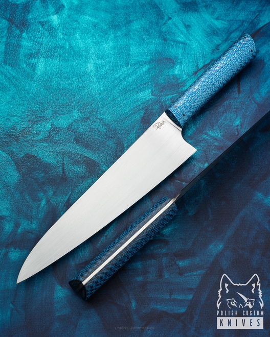 KITCHEN KNIFE CHEF 210 4 M390 BLUE TWILL PABIŚ