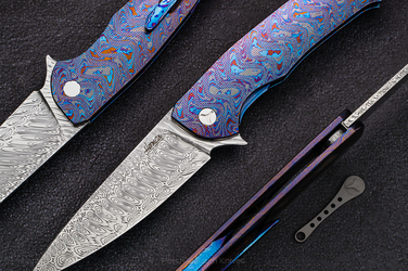 FOLDING KNIFE SLIM 2 BLACK TIMASCUS DAMASTEEL HERMAN