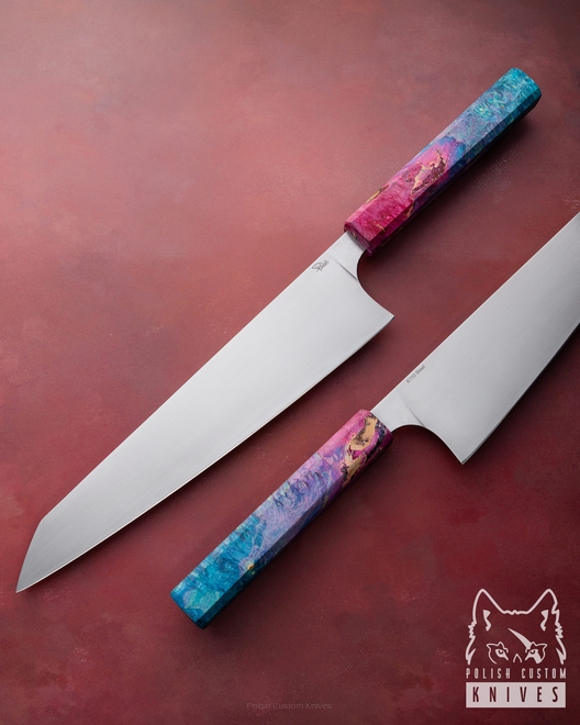 KITCHEN KNIFE GYUTO 240 6 K110 BLUE PINK PABIS KNIVES
