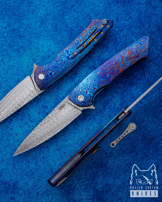 FOLDING KNIFE FOLDER SLIM 18 TIMASCUS DAMASTEEL FULL DRESS HERMAN KNIVES