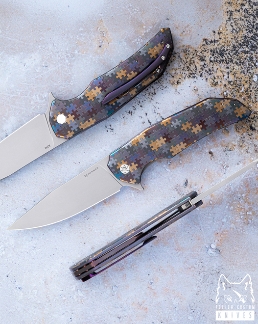 FOLDING KNIFE FOLDER DRAGONFLY #0458 M390 PUZZLE HERMAN KNIVES