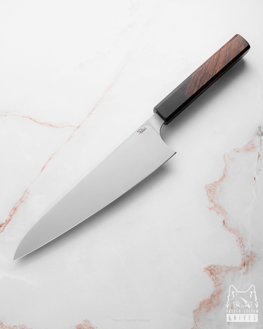 KITCHEN KNIFE GYUTO 210 28 ELMAX BLACK HORNBEAM IRONWOOD PABIŚ KNIVES