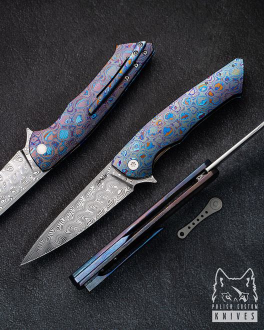 FOLDING KNIFE SLIM 3 BLACK TIMASCUS DAMASTEEL HERMAN