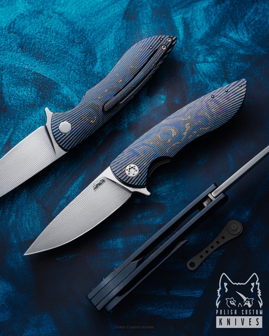 FOLDING KNIFE FOLDER MICRO STING 5 BLACK TIMASCUS ALLEIMA HERMAN KNIVES