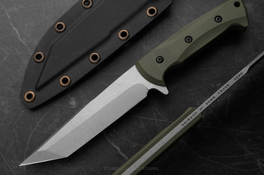 LARGE TACTICAL KNIFE INGUL TANTO 2 OLIVE N690 GREG FORGE