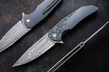 FOLDING KNIFE FOLDER DRAGONFLY #0412 DAMASTEEL HALF DRESS HERMAN KNIVES