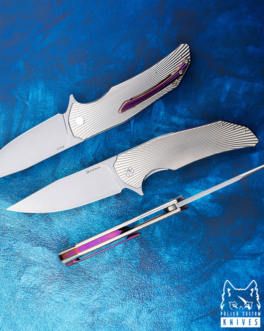 FOLDING KNIFE FOLDER DRAGONFLY #0528 DAMASTEEL RWL34 HERMAN KNIVES