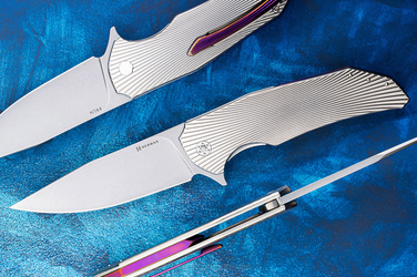 FOLDING KNIFE FOLDER DRAGONFLY #0528 DAMASTEEL RWL34 HERMAN KNIVES