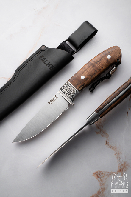 HUNTING KNIFE JF30 002 N690 STABILIZED SPALTED ALDER FALKE