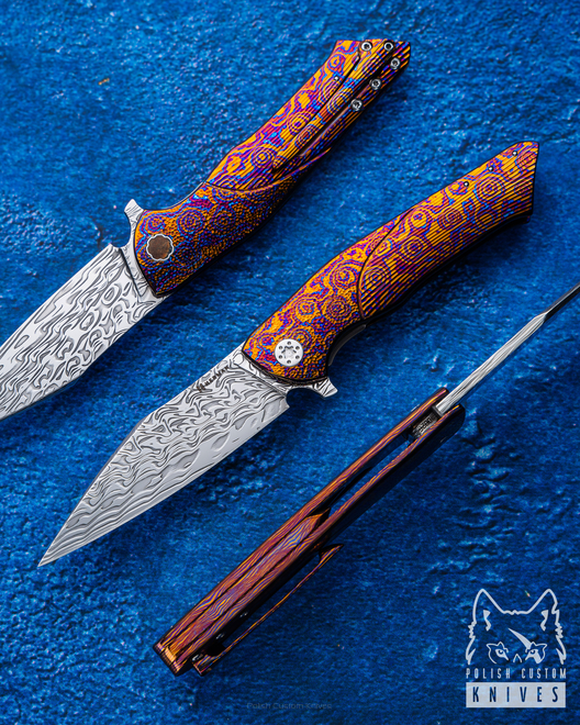 FOLDING KNIFE FOLDER BEE 26 DAMASTEEL TIMASCUS FULL DRESS HERMAN KNIVES