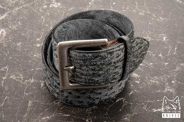 EXCLUSIVE WIDE LEATHER BELT 1 BLUE  GRAY MICHO