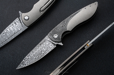 FOLDING KNIFE FOLDER MICRO STING #0372 DAMASTEEL HALF DRESS HERMAN KNIVES