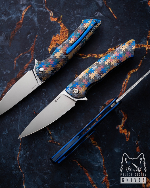 FOLDING KNIFE FOLDER SLIM #0606 MAGNACUT PUZZLE HERMAN KNIVES