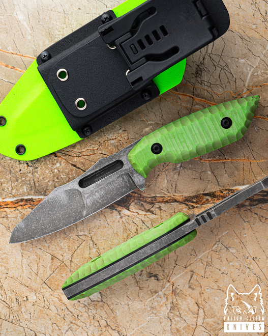 TACTICAL SURVIVAL KNIFE VERDE 9 D2 G10 JANAS DAMASCUS