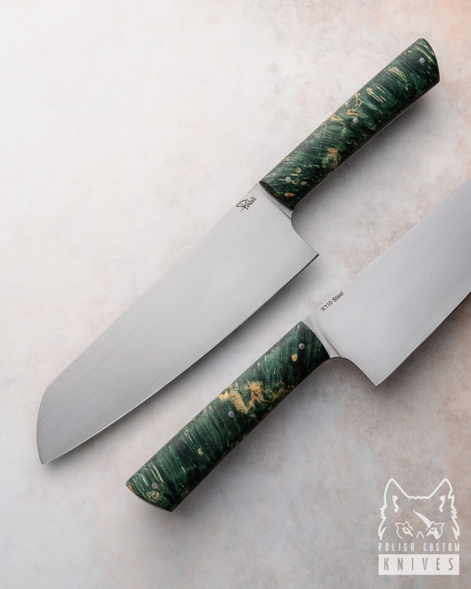 KITCHEN KNIFE SANTOKU 180 37 K110 STABILIZED MAPLE PABIS KNIVES