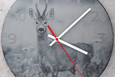 STANDING SLATE CLOCK 8 EUROPEAN ROE BUCK STANDING SLATE CLOCK LZ LASER DESIGNS
