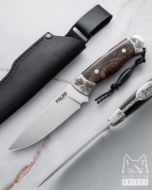 HUNTING KNIFE HUNTER ELEGANCE HE 001 M390 STABILIZED TURKISH WALNUT FALKE