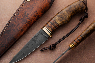 HUNTING EXCLUSIVE KNIFE AUTUMN WIND 9 DAMASCUS SIMON'S KNIVES