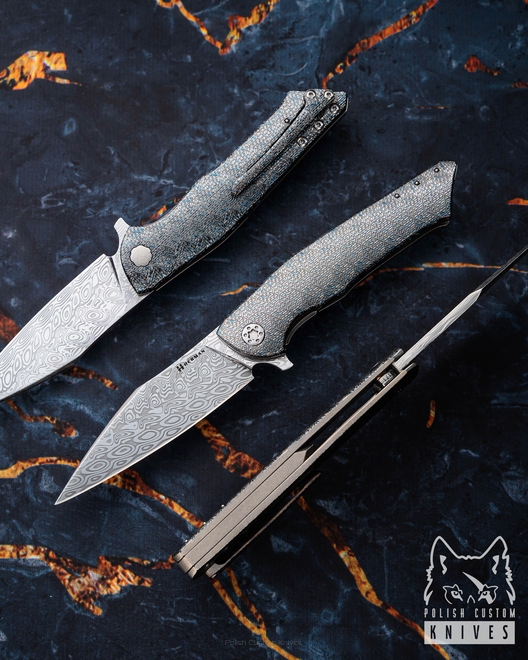 FOLDING KNIFE FOLDER BEE #0171 DAMASTEEL TESSERACT HERMAN KNIVES
