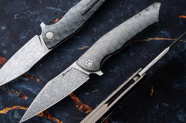 FOLDING KNIFE FOLDER BEE #0171 DAMASTEEL TESSERACT HERMAN KNIVES