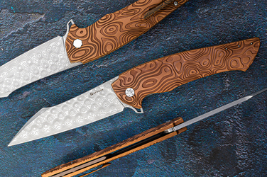 FOLDING KNIFE FOLDER OVIUM GENERATION 2 #0167 DAMASTEEL NEBULA RIPPLE HALF DRESS HERMAN KNIVES