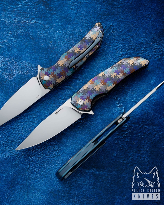 FOLDING KNIFE FOLDER DRAGONFLY #0366 PUZZLE M390 HERMAN KNIVES