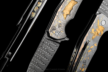 FOLDING KNIFE FOLDER DRAGONFLY 4 "THE HUNTER" ENGRAVED BY MT. CHIMWAI HERMAN KNIVES