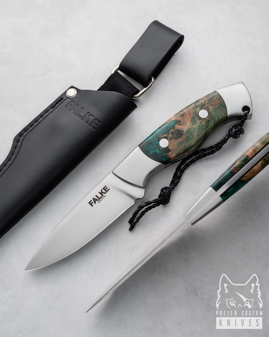 HUNTING KNIFE HUNTER INDIVIDUAL H172 M390 STABILIZED ALDER BURL FALKE
