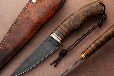 HUNTING EXCLUSIVE KNIFE AUTUMN WIND 8  DAMASCUS SIMON'S KNIVES