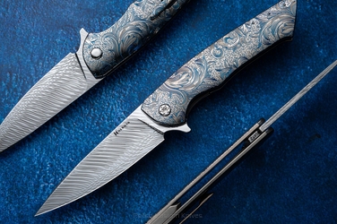 FOLDING KNIFE FOLDER SLIM #0672 DAMASTEEL ETERNAL GARDEN HALF DRESS HERMAN KNIVES