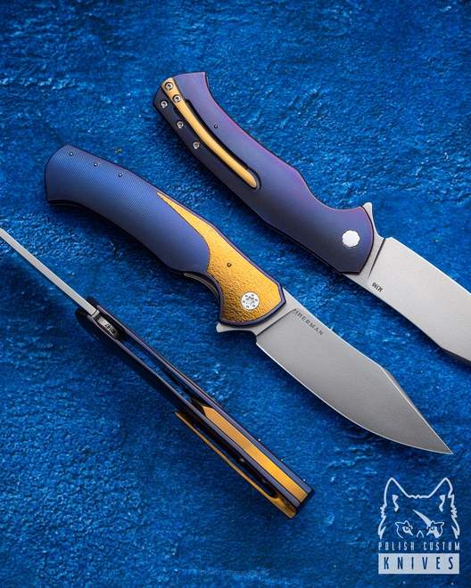 FOLDING KNIFE FOLDER MANTIS 187 M390 LEFTY HERMAN KNIVES