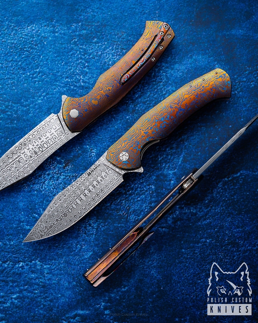 FOLDING KNIFE FOLDER MANTIS 320 TIMASCUS DAMASTEEL FULL DRESS HERMAN KNIVES