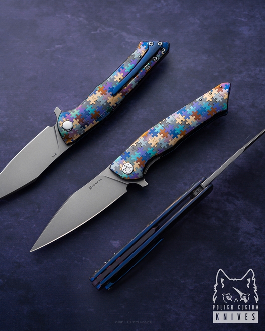 FOLDING KNIFE FOLDER BEE #0180 M398 PUZZLE HERMAN KNIVES