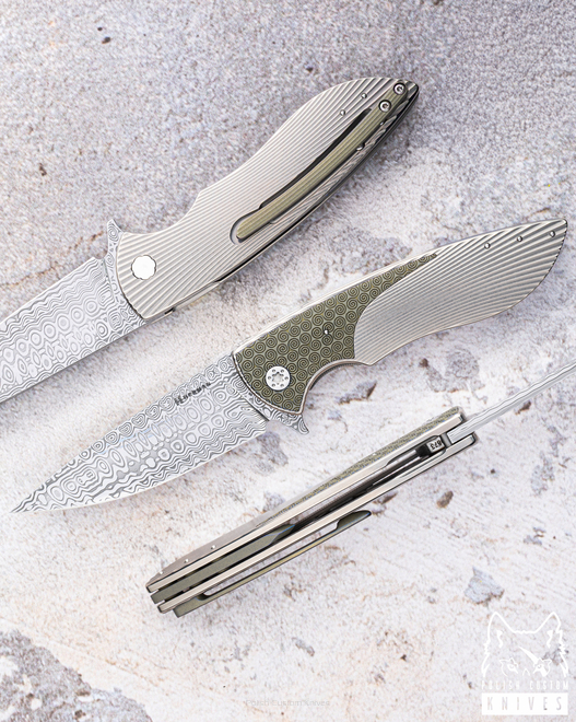 FOLDING KNIFE FOLDER STING #0873 DAMASTEEL HALF DRESS HERMAN KNIVES