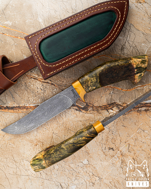 TACTICAL SURVIVAL KNIFE GAIUS 6 DAMASCUS BRASS JANAS DAMASCUS