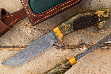 TACTICAL SURVIVAL KNIFE GAIUS 6 DAMASCUS BRASS JANAS DAMASCUS