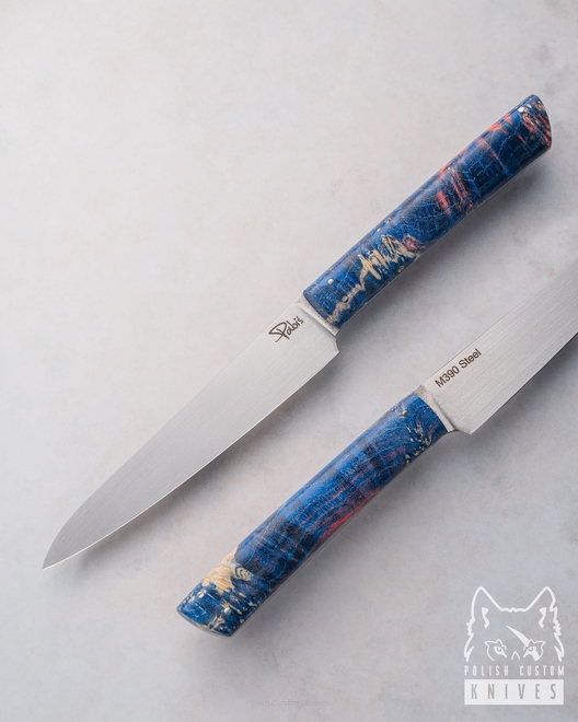 KITCHEN KNIFE HANDY PETTY 120 8 M390 STABILIZED WOOD PABIS