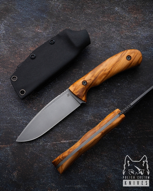 HUNTING SURVIVAL KNIFE FLINT 20 VANADIS 4E OLIVE WOOD AK KNIVES