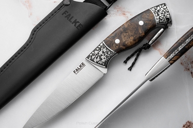 HUNTING KNIFE HUNTER LONG HL 006 D2 MAPLE BURLS FALKE KNIVES