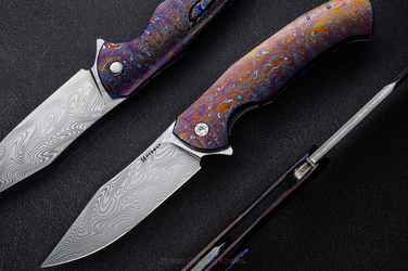 FOLDING KNIFE FOLDER  MANTIS #0325 TIMASCUS DAMASTEEL FULL DRESS HERMAN KNIVES