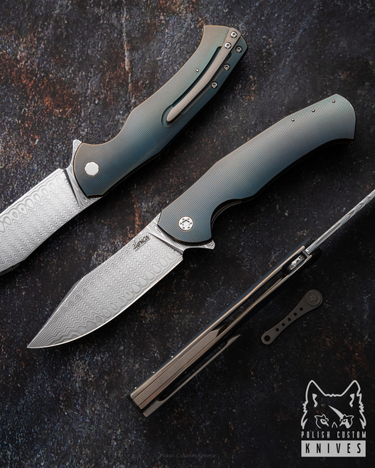 FOLDING KNIFE FOLDER MANTIS 87 DAMASTEEL HERMAN KNIVES