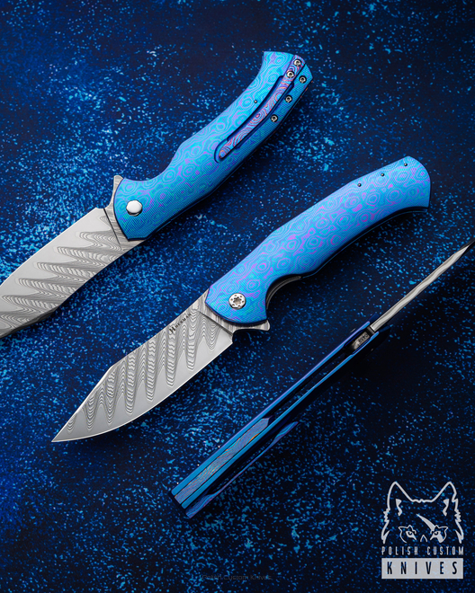 FOLDING KNIFE FOLDER MANTIS #0459 FUTURON FORGE TIMASCUS FULL DRESS HERMAN KNIVES