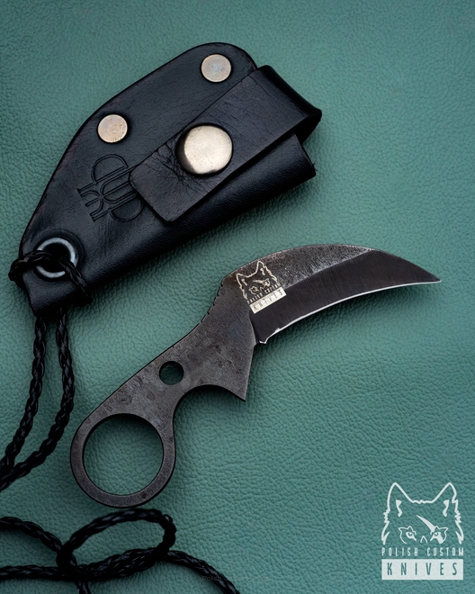 NECK, EDC SULTAN CLAW OXIDIZED NC6  BLACK LEATHER SHEATH PRUCIAK