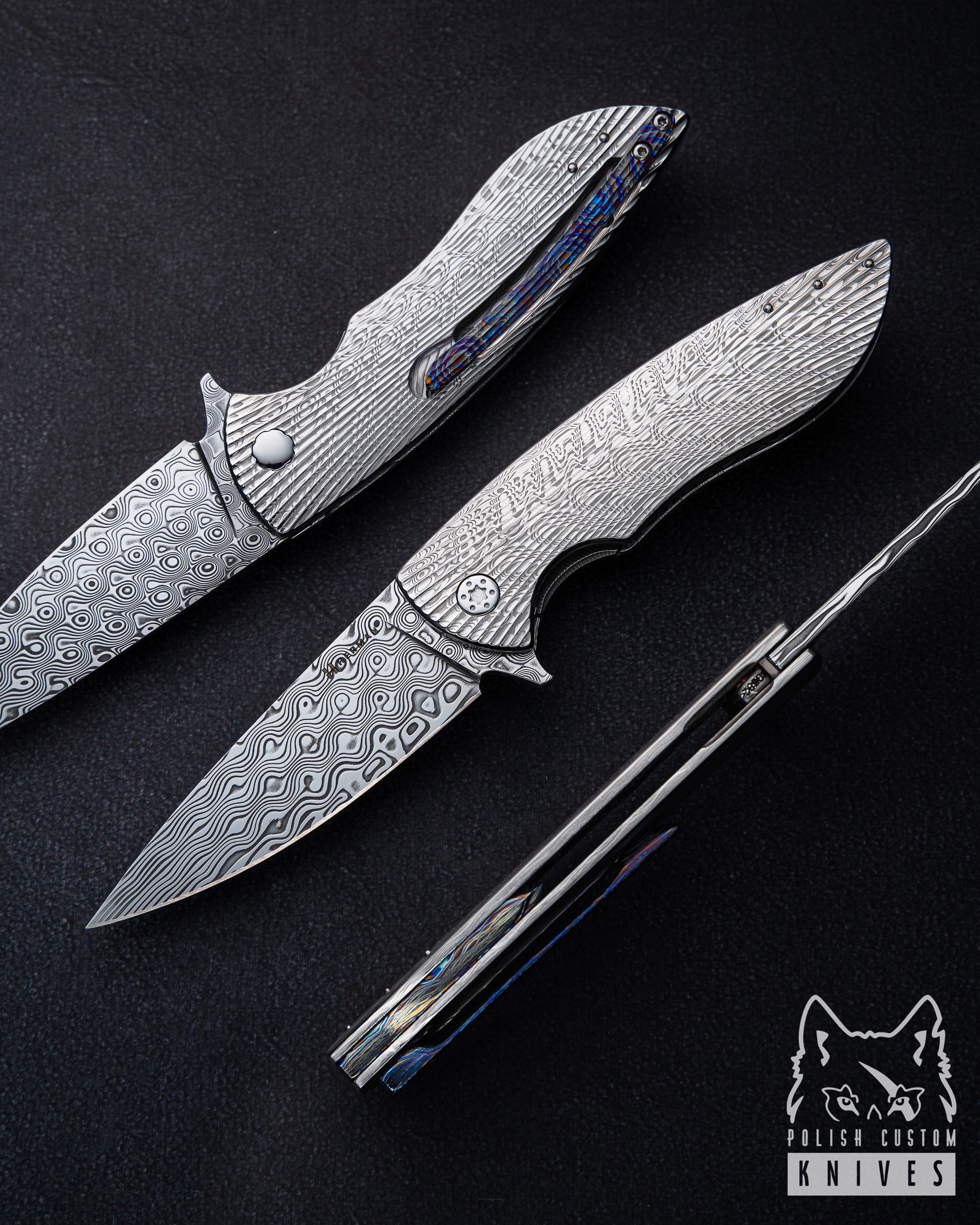 Buy FOLDING KNIFE FOLDER STING 682 DAMASTEEL FULL DRESS HERMAN KNIVES