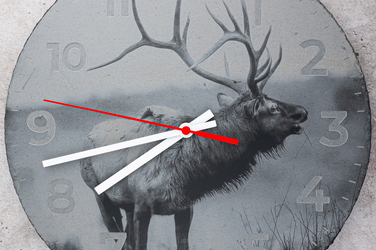 STANDING SLATE CLOCK 2 ENGRAVING RED DEER LZ LASER DESIGNS