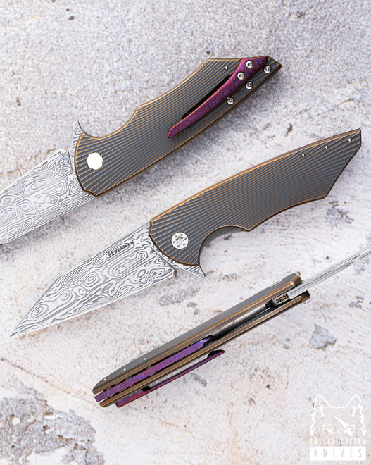 FOLDING KNIFE FOLDER VESPERTILIO #0250 DAMASTEEL HALF DRESS HERMAN KNIVES