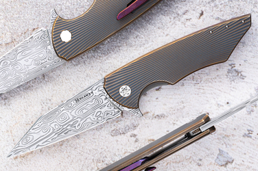 FOLDING KNIFE FOLDER VESPERTILIO #0250 DAMASTEEL HALF DRESS HERMAN KNIVES