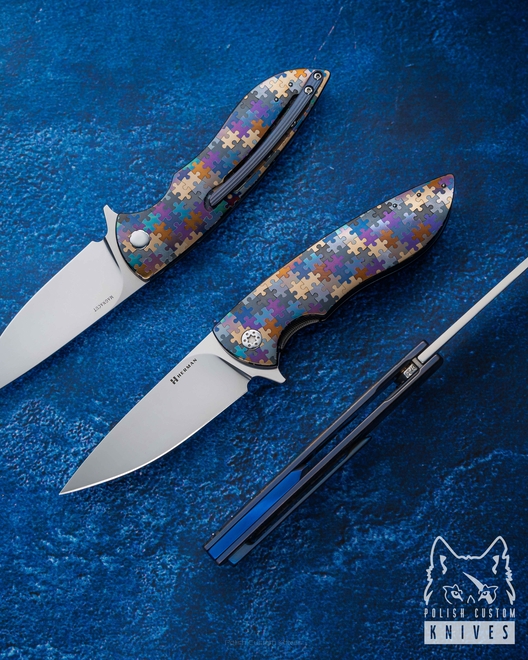 FOLDING KNIFE FOLDER STING #0735 MAGNACUT PUZZLE HERMAN KNIVES