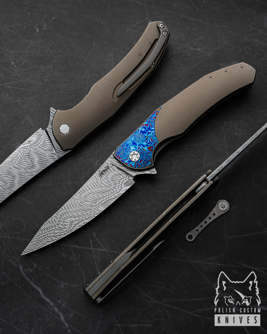 FOLDING KNIFE FOLDER ISHTAR 253 DAMASTEEL HERMAN KNIVES