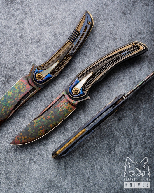 FOLDING KNIFE FOLDER AVIATOR DRAGON #9 OF 33 DRAGON SKIN DAMASCUS by BERTIE RIETVELD